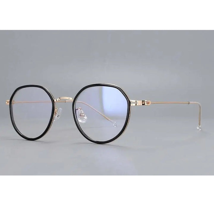 CCspace Unisex Full Rim Irregular Round Tr 90 Titanium Eyeglasses 53262