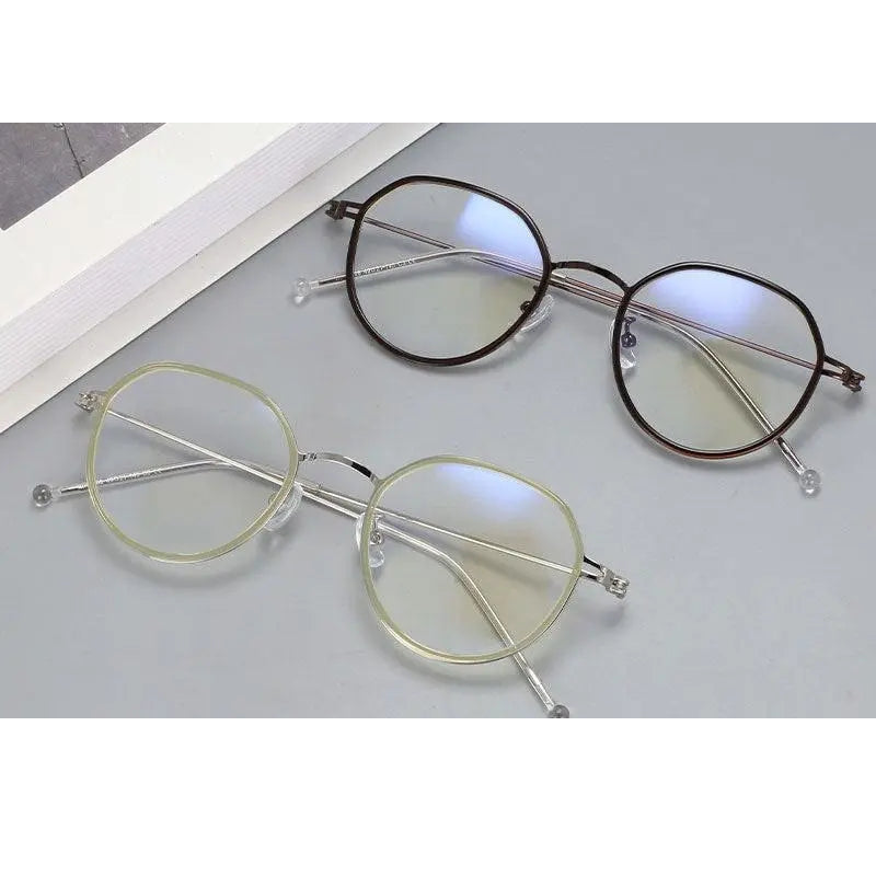 CCspace Unisex Full Rim Irregular Round Tr 90 Titanium Eyeglasses 53262