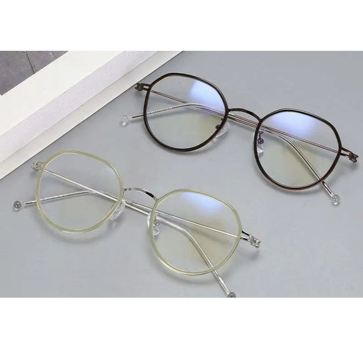 CCspace Unisex Full Rim Irregular Round Tr 90 Titanium Eyeglasses 53262