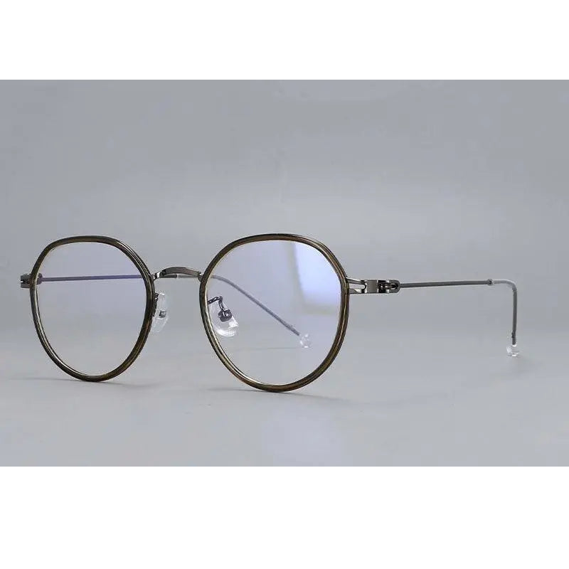 CCspace Unisex Full Rim Irregular Round Tr 90 Titanium Eyeglasses 53262