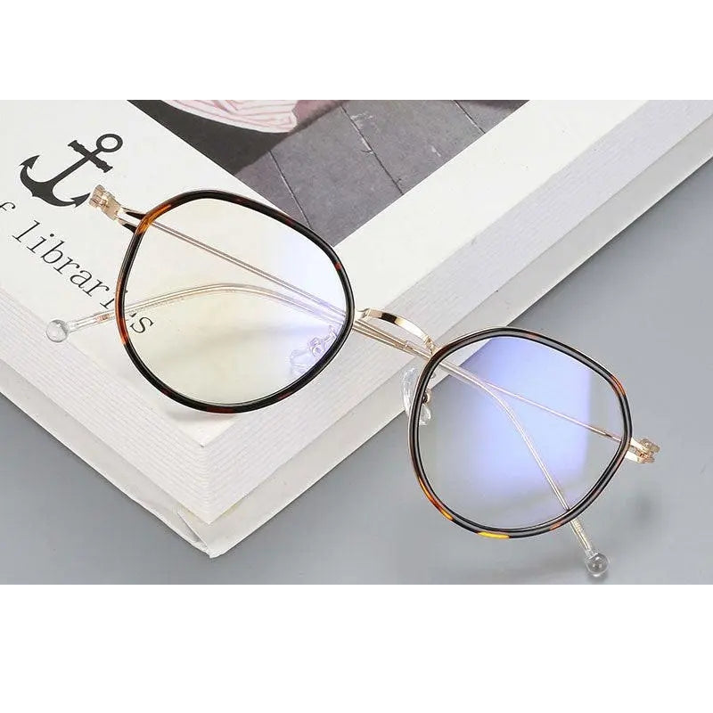 CCspace Unisex Full Rim Irregular Round Tr 90 Titanium Eyeglasses 53262