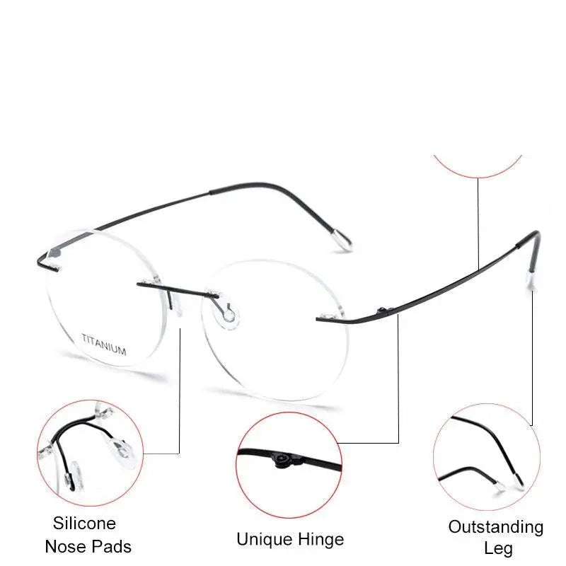 Krasivyy Unisex Rimless Round Titanium Eyeglasses Kr6012