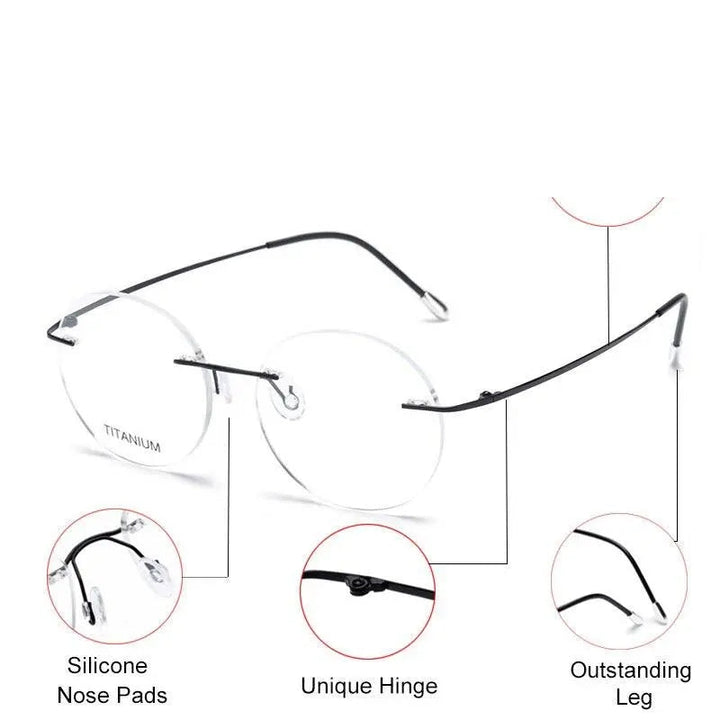 Krasivyy Unisex Rimless Round Titanium Eyeglasses Kr6012