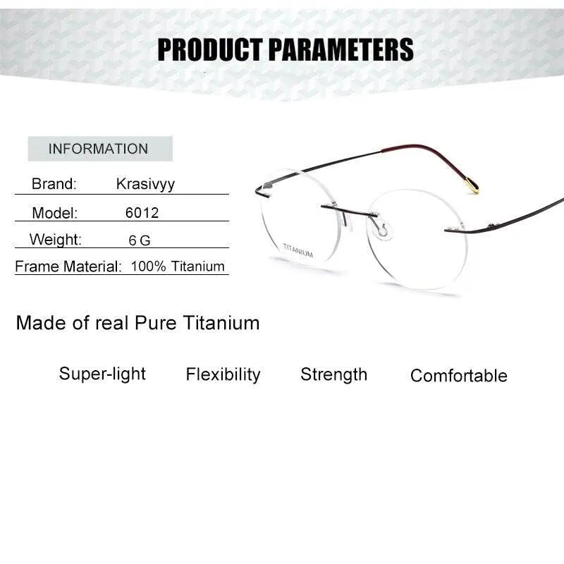 Krasivyy Unisex Rimless Round Titanium Eyeglasses Kr6012