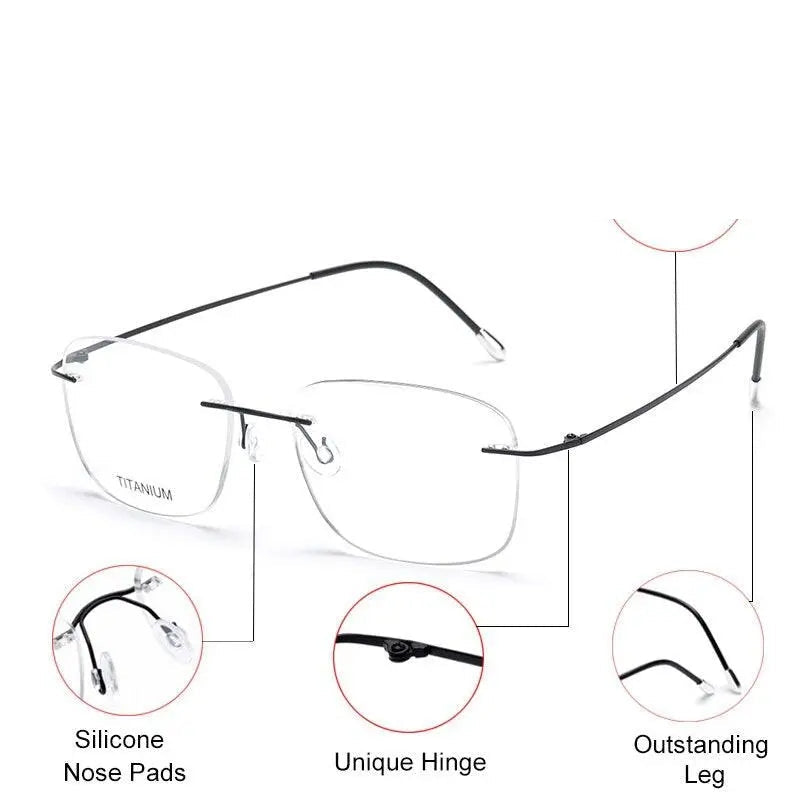 Krasivyy Unisex Rimless Square Titanium Eyeglasses Kr6010