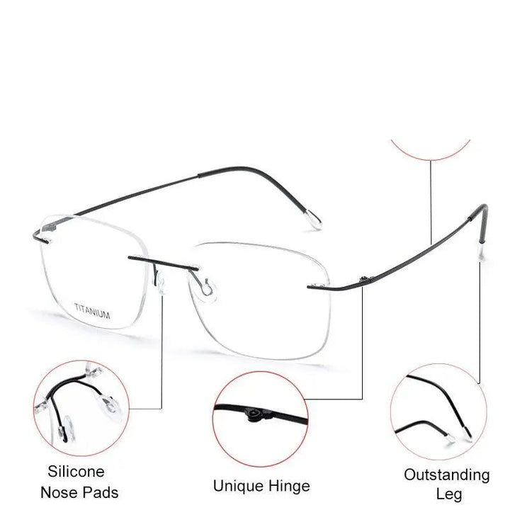Krasivyy Unisex Rimless Square Titanium Eyeglasses Kr6010