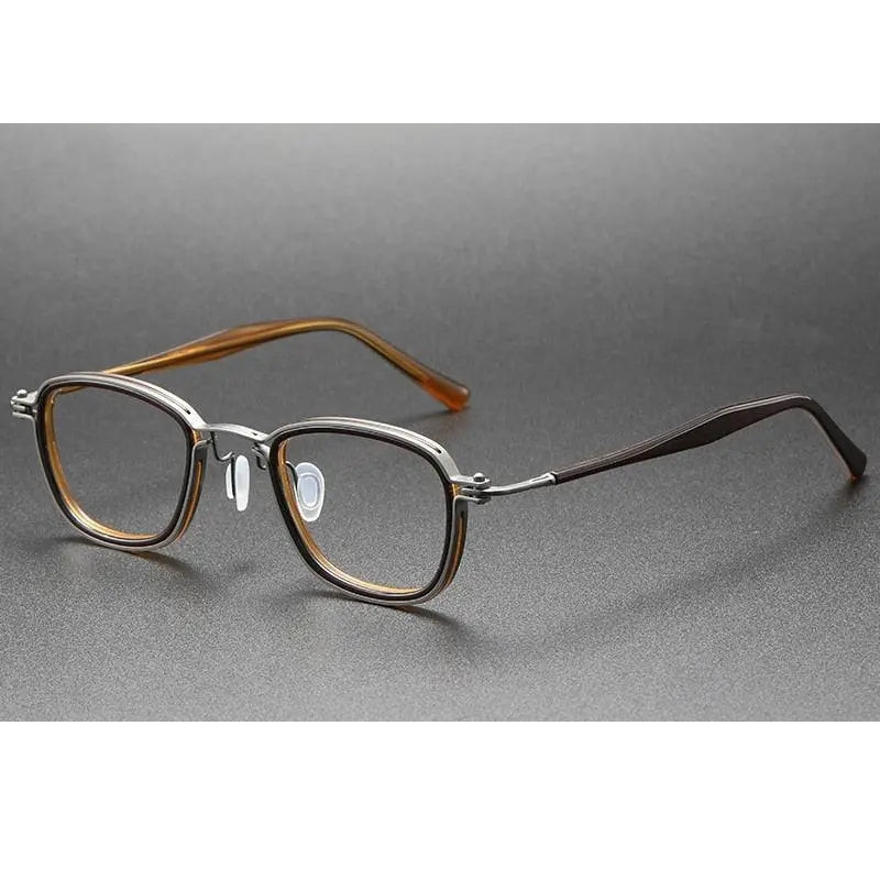 Oveliness Unisex Full Rim Round Square Acetate Titanium Eyeglasses 5861
