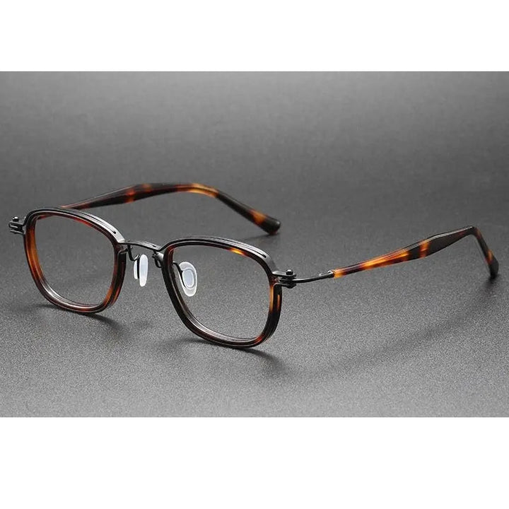 Oveliness Unisex Full Rim Round Square Acetate Titanium Eyeglasses 5861