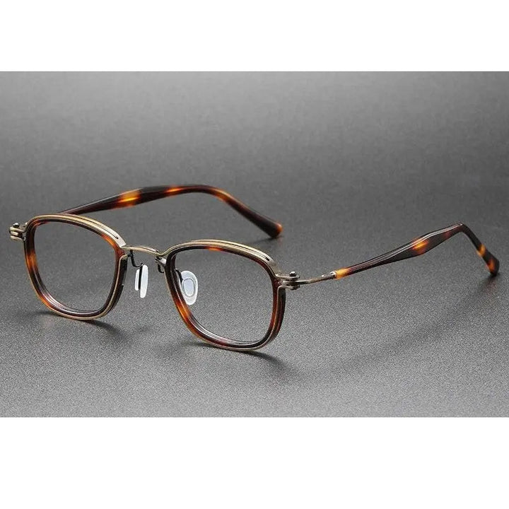 Oveliness Unisex Full Rim Round Square Acetate Titanium Eyeglasses 5861