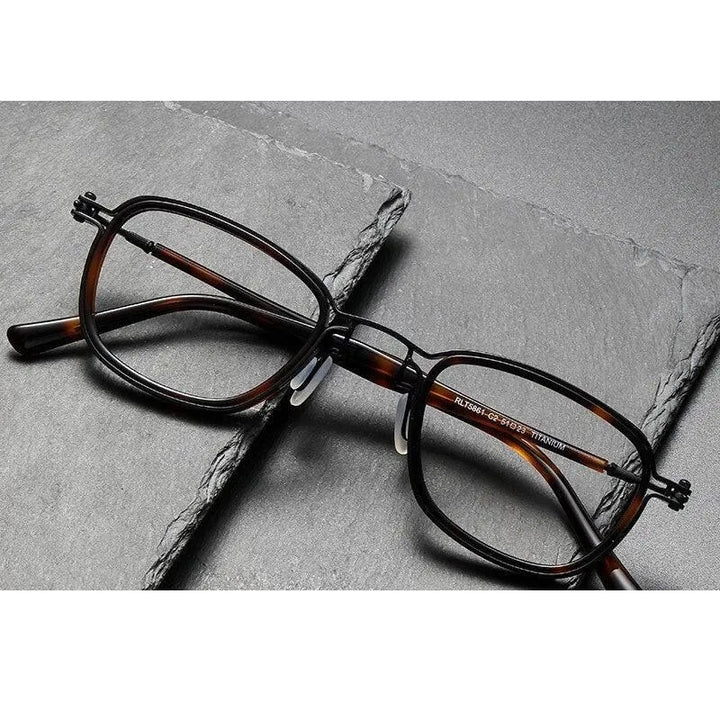 Oveliness Unisex Full Rim Round Square Acetate Titanium Eyeglasses 5861