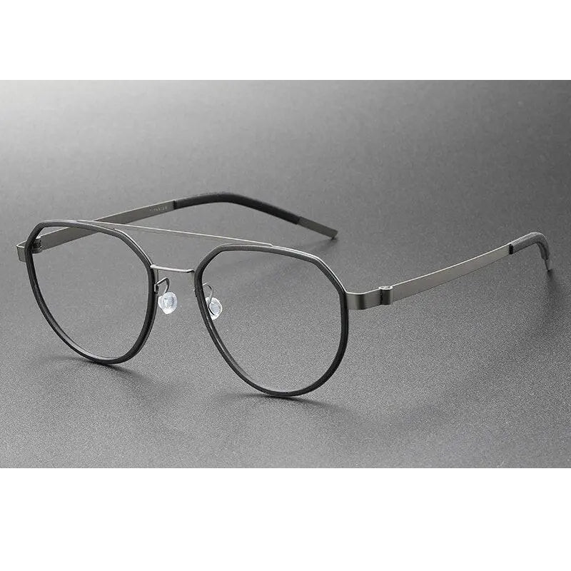 Oveliness Unisex Full Rim Round Double Bridge Acetate Titanium Eyeglasses 9745