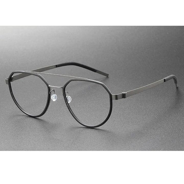 Oveliness Unisex Full Rim Round Double Bridge Acetate Titanium Eyeglasses 9745