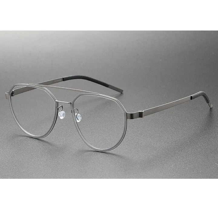 Oveliness Unisex Full Rim Round Double Bridge Acetate Titanium Eyeglasses 9745