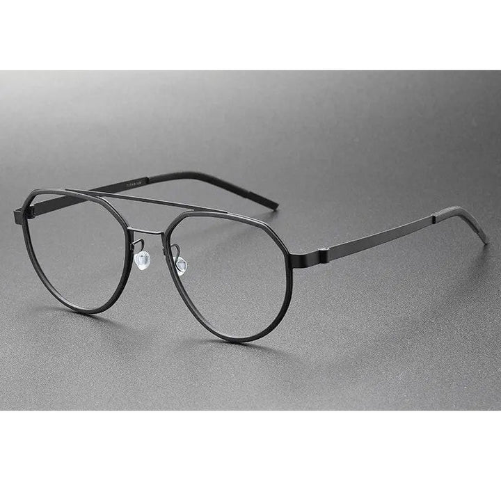 Oveliness Unisex Full Rim Round Double Bridge Acetate Titanium Eyeglasses 9745