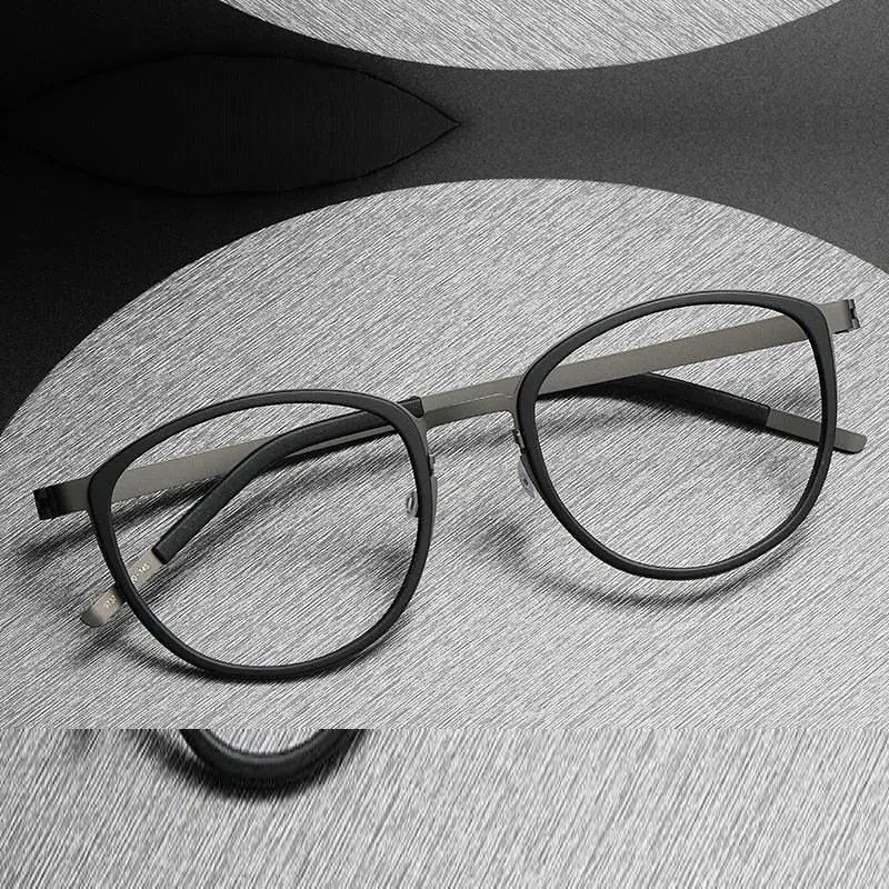 Oveliness Unisex Full Rim Round Screwless Titanium Eyeglasses 9737