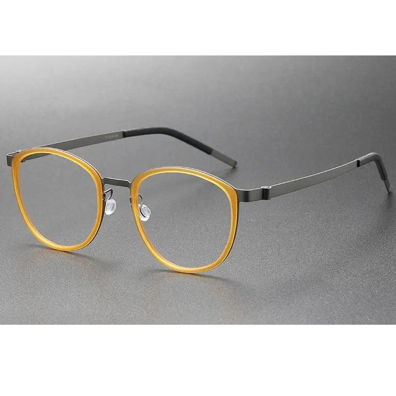 Oveliness Unisex Full Rim Round Screwless Titanium Eyeglasses 9737