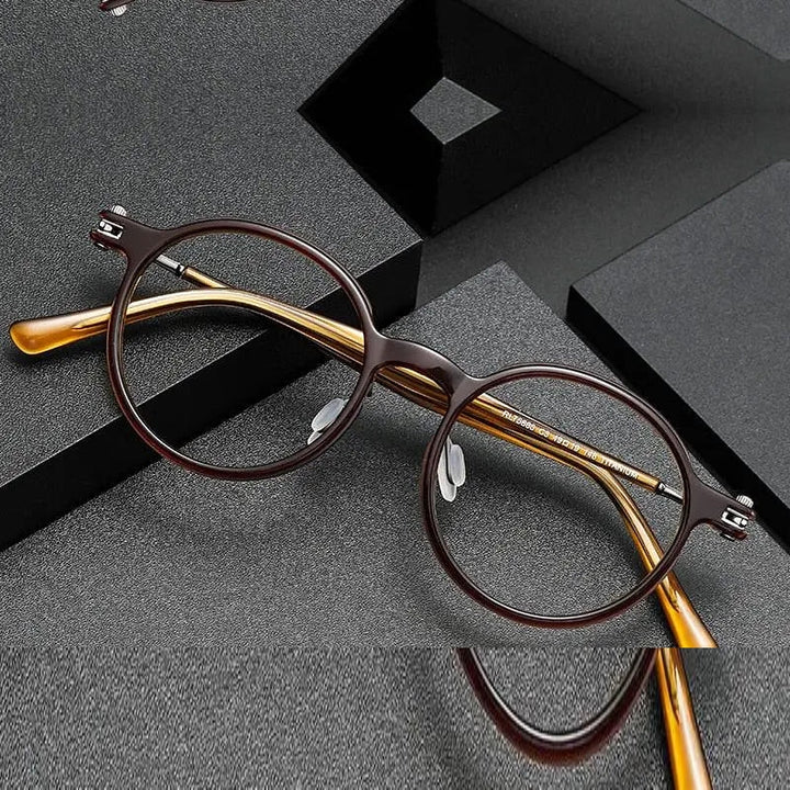 Oveliness Unisex Full Rim Round Acetate Titanium Eyeglasses 5886