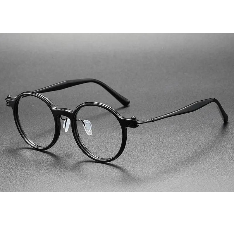 Oveliness Unisex Full Rim Round Acetate Titanium Eyeglasses 5886