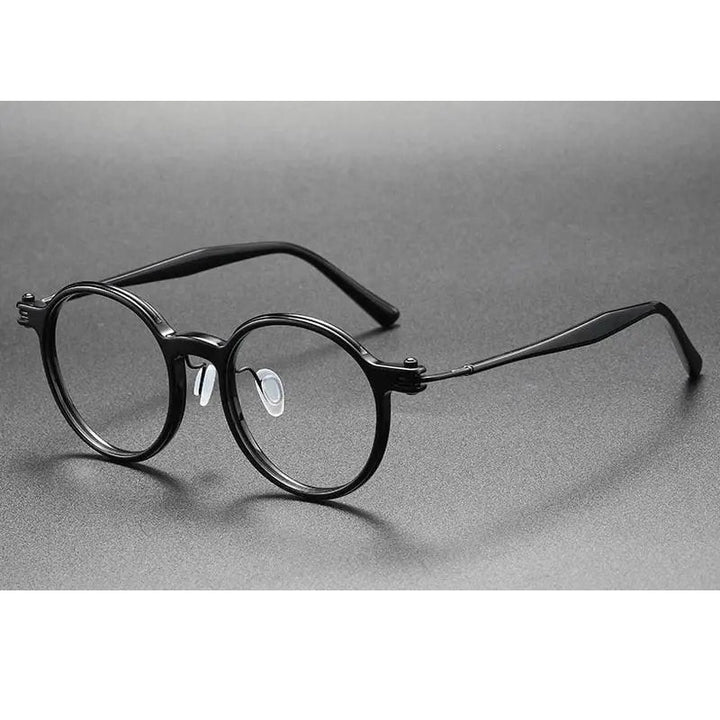 Oveliness Unisex Full Rim Round Acetate Titanium Eyeglasses 5886