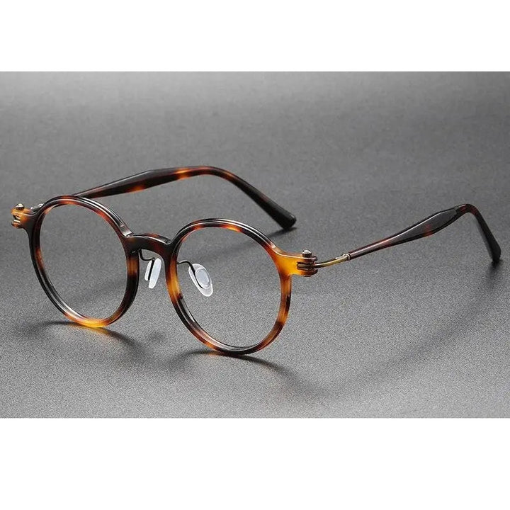 Oveliness Unisex Full Rim Round Acetate Titanium Eyeglasses 5886