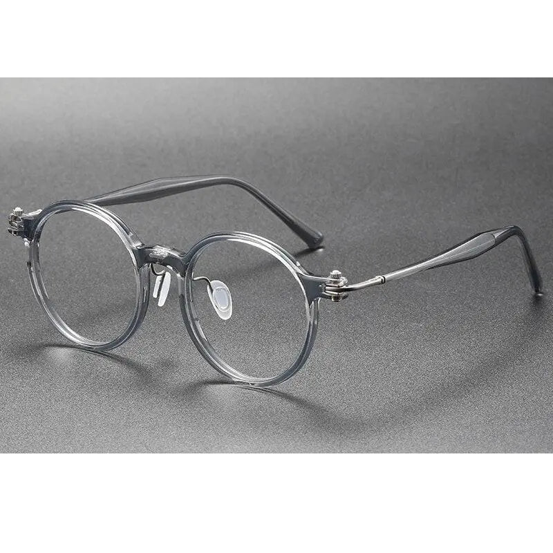 Oveliness Unisex Full Rim Round Acetate Titanium Eyeglasses 5886