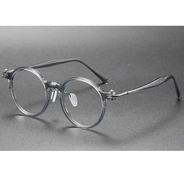 Oveliness Unisex Full Rim Round Acetate Titanium Eyeglasses 5886
