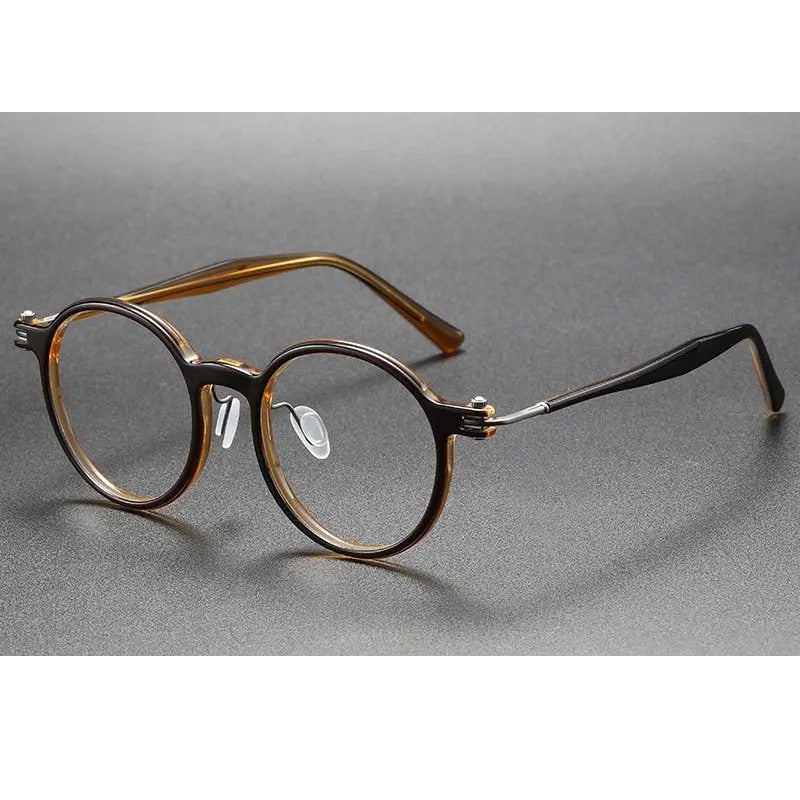 Oveliness Unisex Full Rim Round Acetate Titanium Eyeglasses 5886