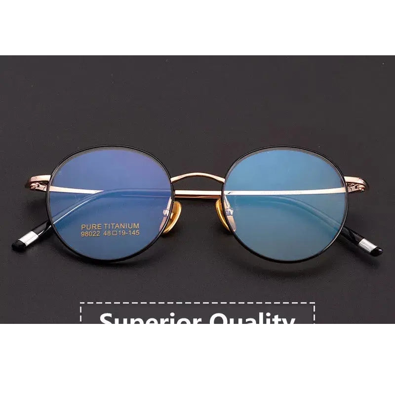 Kocolior Unisex Full Rim Small Round Titanium Eyeglasses 98022