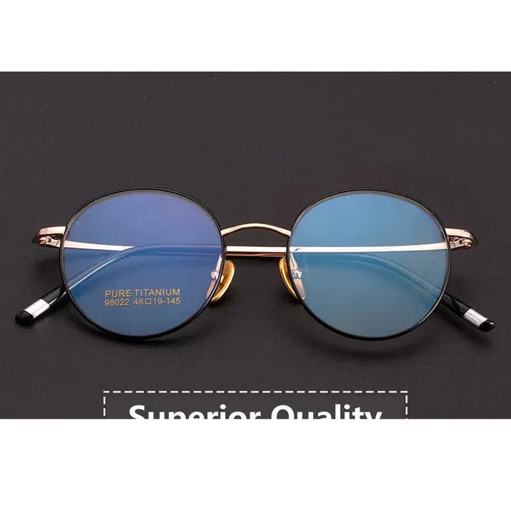 Kocolior Unisex Full Rim Small Round Titanium Eyeglasses 98022