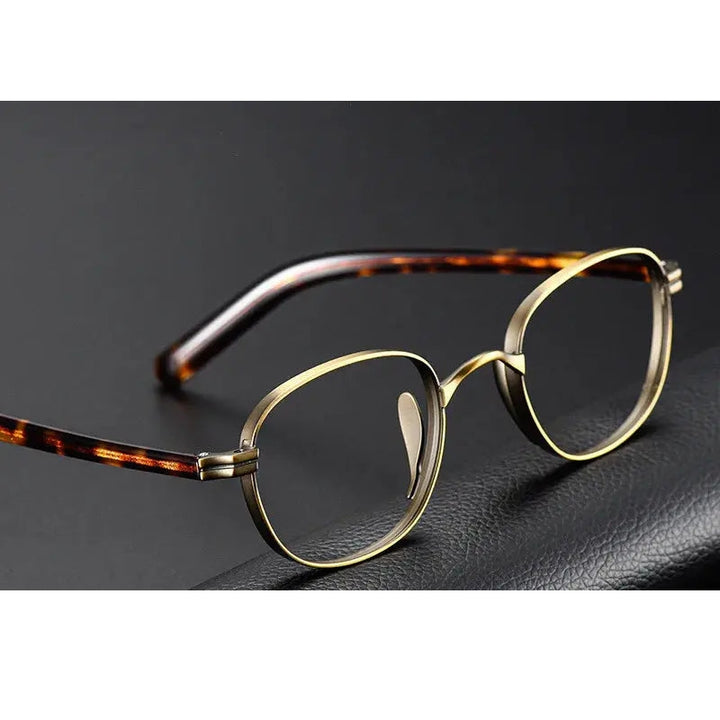 Kocolior Unisex Full Rim Round Titanium Hyperopic Reading Glasses 8017