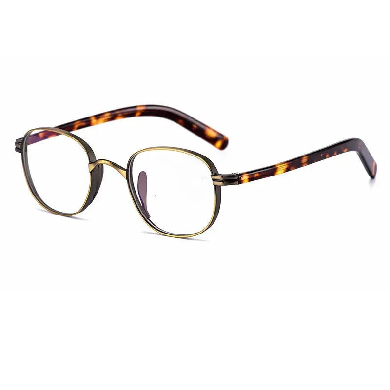 Kocolior Unisex Full Rim Round Titanium Hyperopic Reading Glasses 8017