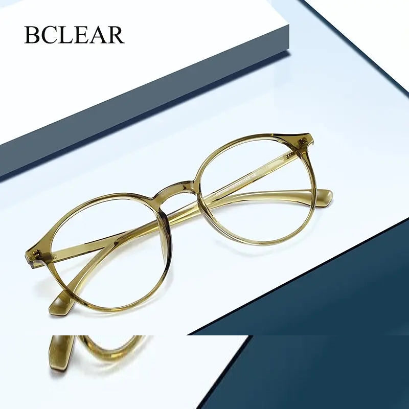 Bclear Unisex Full Rim Round Tr 90 Titanium Eyeglasses 90302