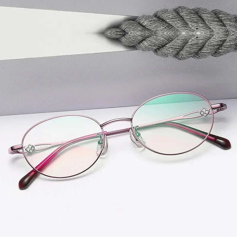 Chashma Ottica Unisex Full Rim Oval Titanium Eyeglasses 391