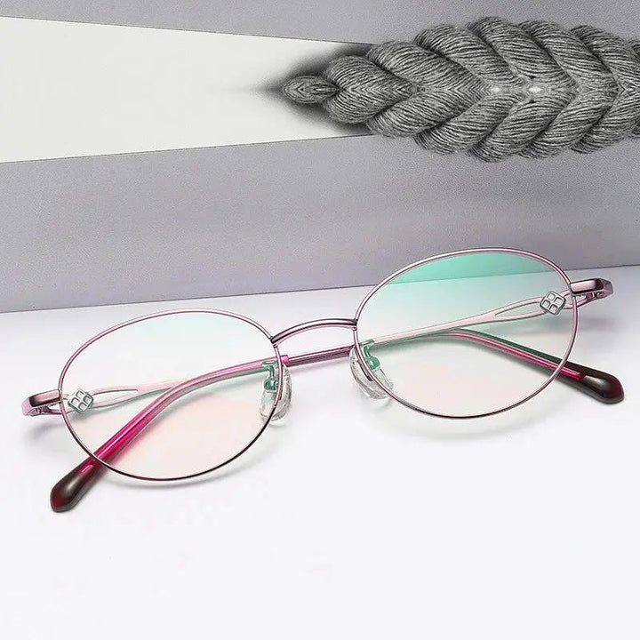 Chashma Ottica Unisex Full Rim Oval Titanium Eyeglasses 391