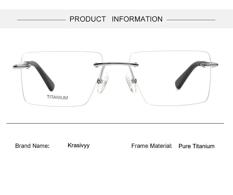 Krasivyy Unisex Rimless Square Titanium Eyeglasses 1657