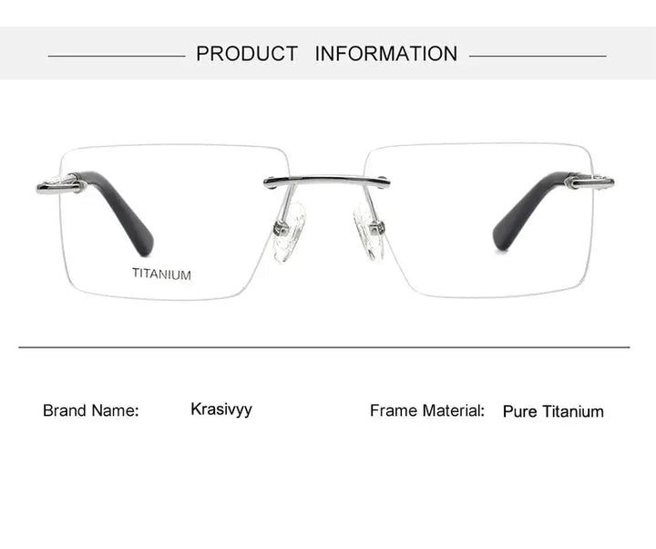 Krasivyy Unisex Rimless Square Titanium Eyeglasses 1657