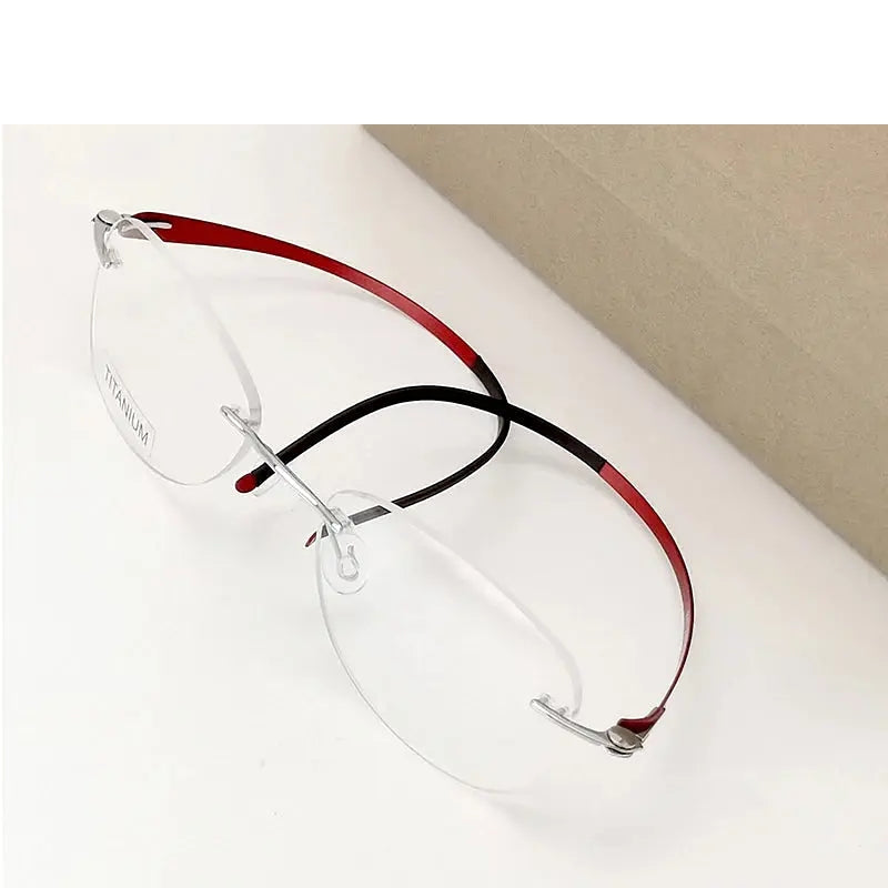 Krasivyy Unisex Rimless Oval Screwless Titanium Rimless Eyeglasses 5003