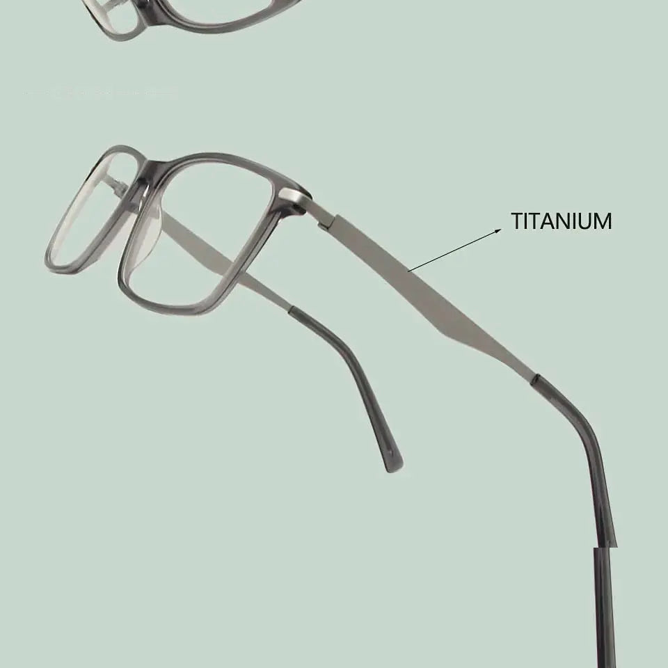 Esnbie Unisex Full Rim Square Acetate Titanium Eyeglasses 20091