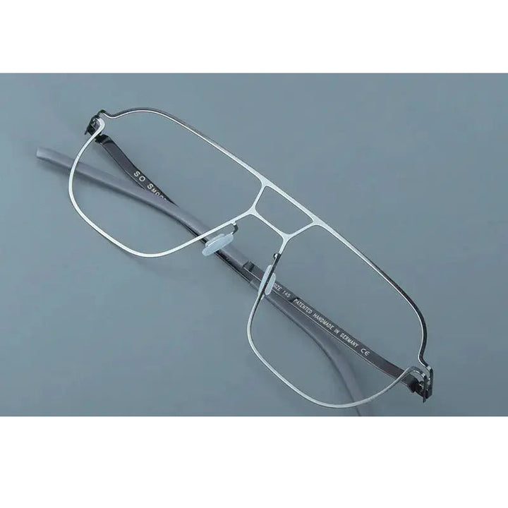 Aimee Unisex Full Rim Big Square Stainless Steel Eyeglasses 8217
