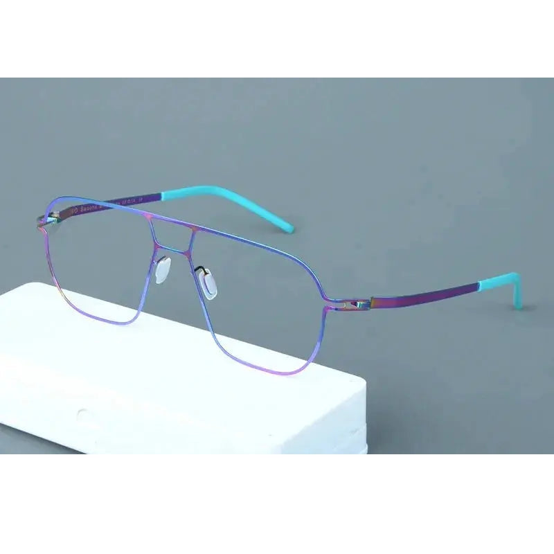 Aimee Unisex Full Rim Big Square Stainless Steel Eyeglasses 8217