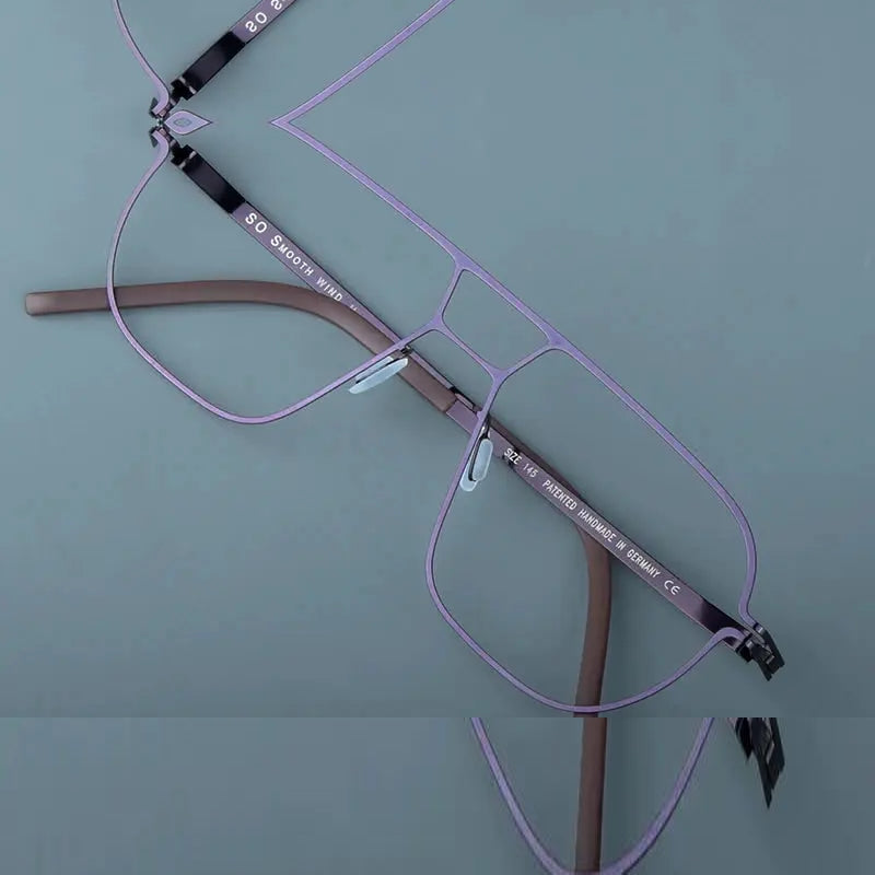 Aimee Unisex Full Rim Big Square Stainless Steel Eyeglasses 8217