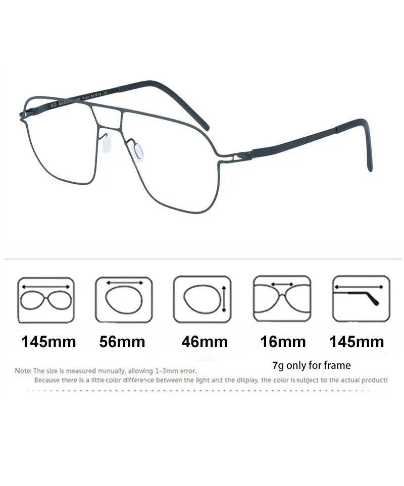 Aimee Unisex Full Rim Big Square Stainless Steel Eyeglasses 8217