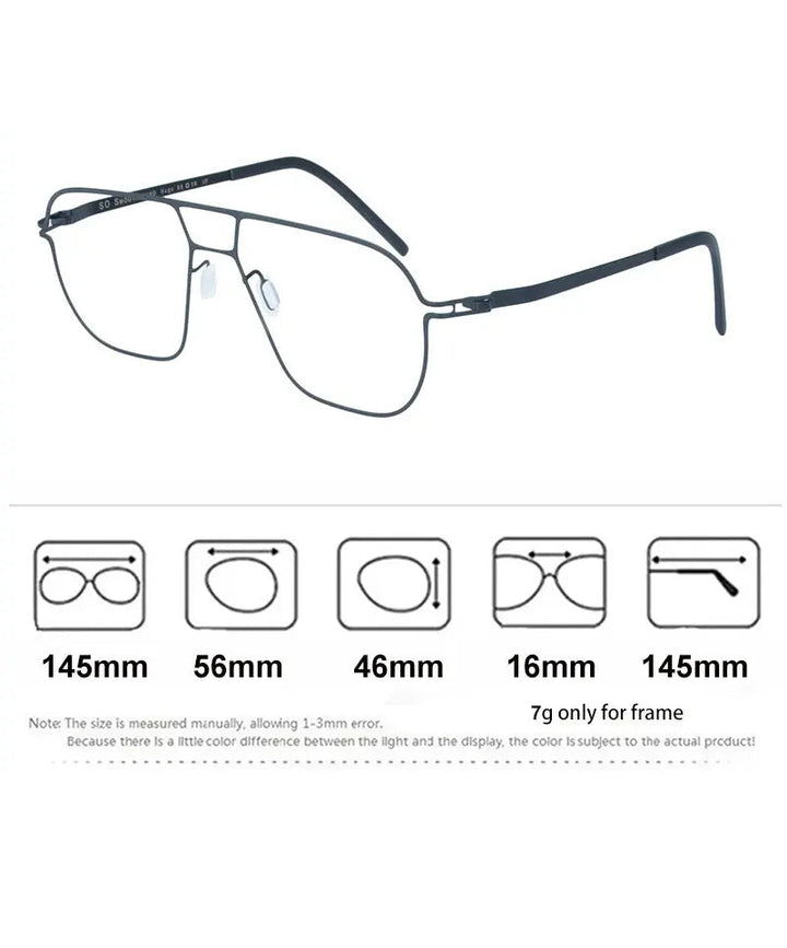 Aimee Unisex Full Rim Big Square Stainless Steel Eyeglasses 8217