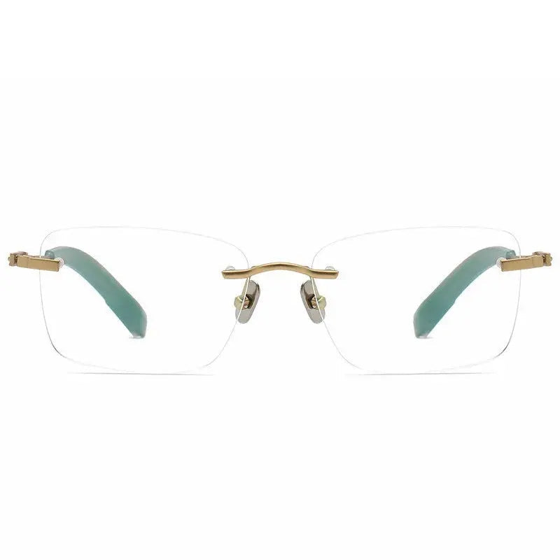 Aimee Unisex Rimless Polygon Square Titanium Eyeglasses 80814