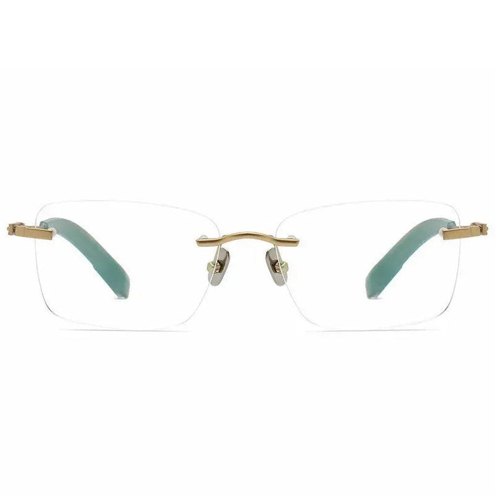 Aimee Unisex Rimless Polygon Square Titanium Eyeglasses 80814