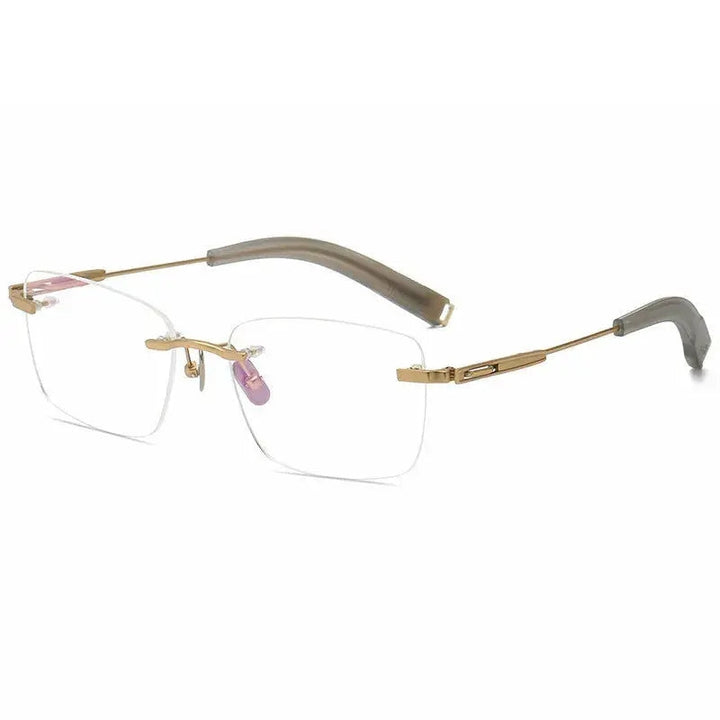 Aimee Unisex Rimless Polygon Square Titanium Eyeglasses 80814