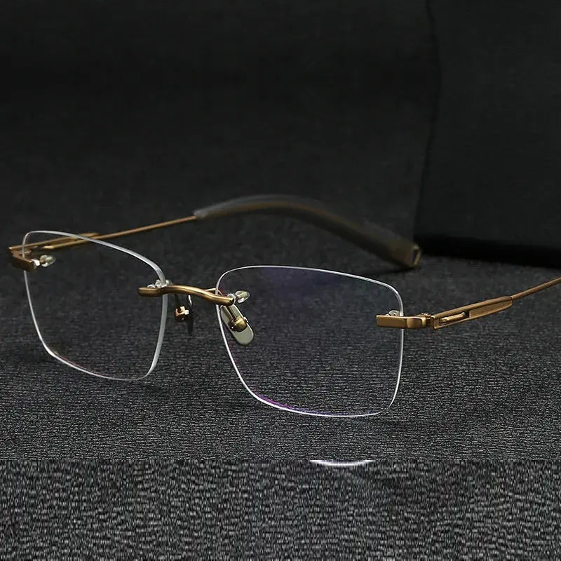 Aimee Unisex Rimless Polygon Square Titanium Eyeglasses 80814