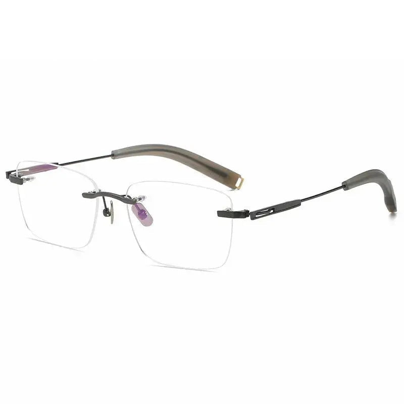 Aimee Unisex Rimless Polygon Square Titanium Eyeglasses 80814