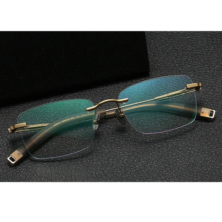Aimee Unisex Rimless Polygon Square Titanium Eyeglasses 80814
