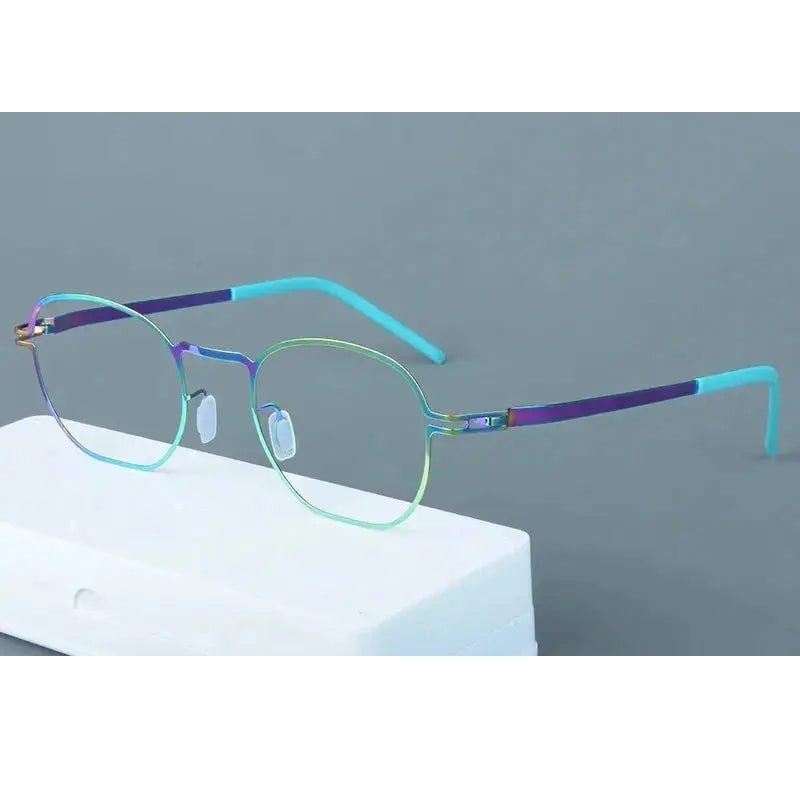 Aimee Unisex Full Rim Polygon Square Screwless Steel Eyeglasses 14149